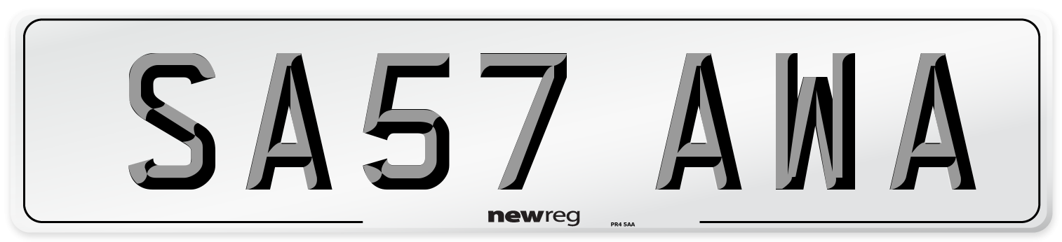 SA57 AWA Number Plate from New Reg